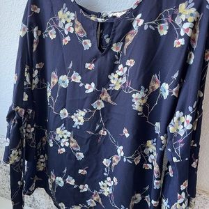 Floral Blouse with Tie Sleeves